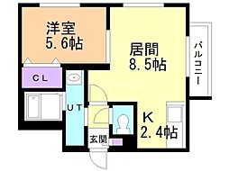 クラリス中の島 3階1LDKの間取り