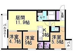 ALTUS南平岸 3LDKの間取図画像