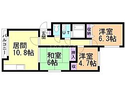 大谷マンション1 3LDKの間取図画像