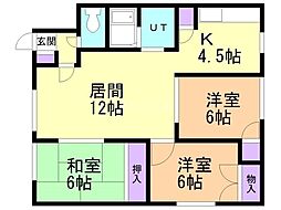 コーポクラークヒル 3LDKの間取図画像