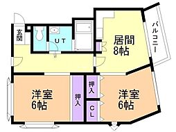 センチュリー宮北ビル 2LDKの間取図画像