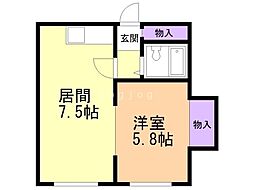 第2吉智ビル 1DKの間取図画像