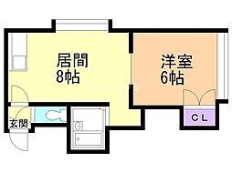 フローレンス美しが丘 1LDKの間取図画像