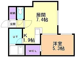札幌市営東豊線 美園駅 徒歩4分の賃貸マンション 4階1LDKの間取り