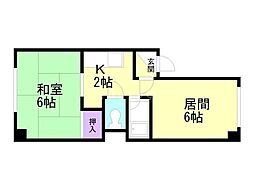 高台ハイツシャルル 1LDKの間取図画像