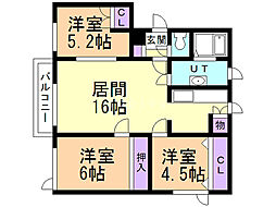 ライラック・C 3LDKの間取図画像