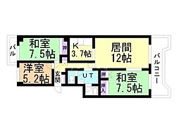 グリーンヒルシャトー 3LDKの間取図画像