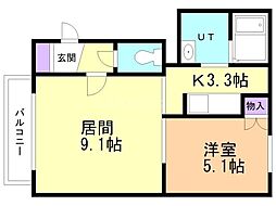 ヴェルパルク8.2 1LDKの間取図画像