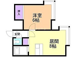 AMS清田21・B 1LDKの間取図画像