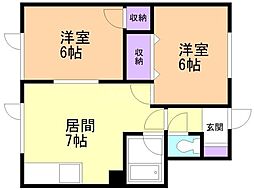 幸洋ハイツ 2DKの間取図画像