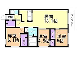 ZABO HILLS MISONO 3LDKの間取図画像