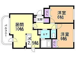 スフィア伏見 2LDKの間取図画像