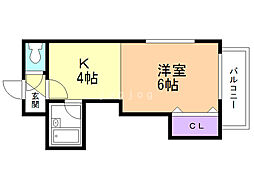 グリーンホームズ 1DKの間取図画像