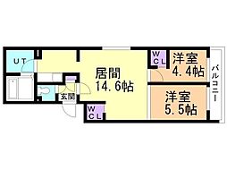 札幌市豊平区福住一条1丁目マンション 2LDKの間取図画像