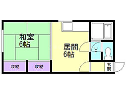 エバーグリーンもいわ 1DKの間取図画像
