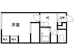 レオパレスフィオーレ月寒 2階1Kの間取り