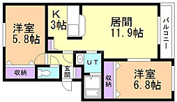 イシラバス藻岩 2LDKの間取図画像