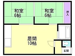 上島ハウス 2LDKの間取図画像