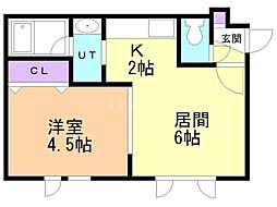 リッチタウン栄通壱番館 1LDKの間取図画像