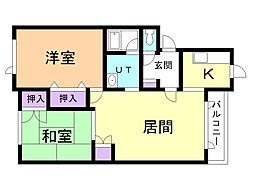 グリーンシャルマンE 2LDKの間取図画像
