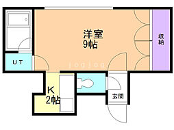 シャネル澄川 ワンルームの間取図画像