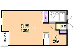 セゾンドブランシェ平岸3 1Kの間取図画像