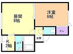 HM24ハイツ 1LDKの間取図画像