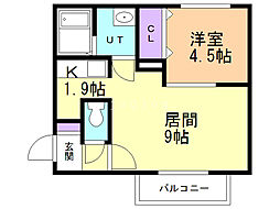 フェリスインフィニート西岡 1LDKの間取図画像