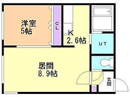 イーシティ山鼻 1LDKの間取図画像