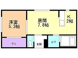 ヴレネージュ美園 1LDKの間取図画像