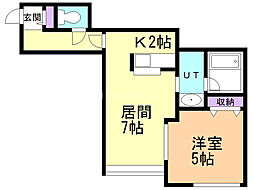 クレインコート2 1LDKの間取図画像