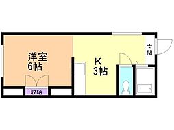 サンハイツ平岸 1Kの間取図画像