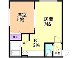 コンフォートライフ2 1LDKの間取図画像