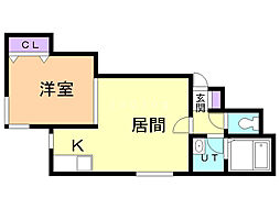 カーサ豊平公園 1LDKの間取図画像