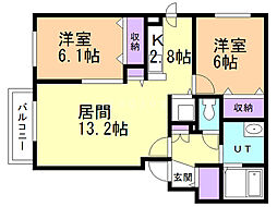 プレリュード 2LDKの間取図画像