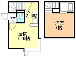 エスコート美園中央 1DKの間取図画像