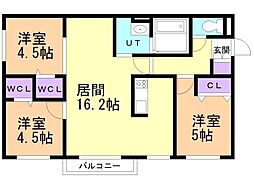 札幌市豊平区平岸五条13丁目マンション 3LDKの間取図画像