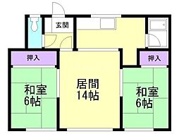 前田ハイツ 2LDKの間取図画像
