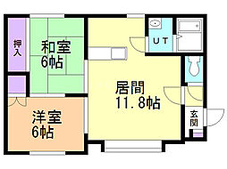 サンヒル5-1 2LDKの間取図画像