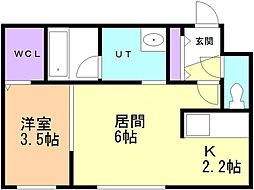 リラクオーレ平岸 1LDKの間取図画像