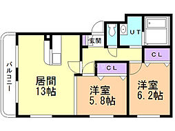 グラスミア・K 2LDKの間取図画像