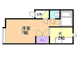サンセールふじの 1Kの間取図画像