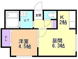 札幌市豊平区平岸四条7丁目マンション 1LDKの間取図画像