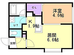 CROWNLEO 1LDKの間取図画像