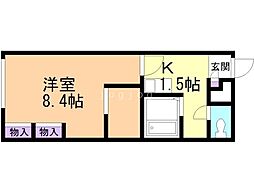 レオパレスグリンパーク 1Kの間取図画像