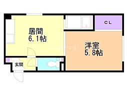 ハーベスト2 1DKの間取図画像