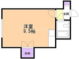 藤井ビル中の島 ワンルームの間取図画像