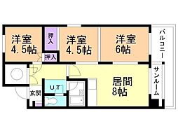 南平岸MS 3LDKの間取図画像