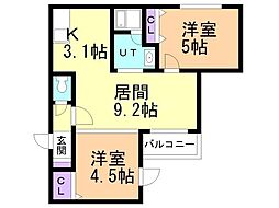 フォースアベニュー美園 2LDKの間取図画像
