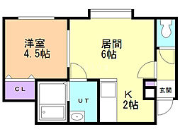 リュミエール 1DKの間取図画像